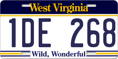 WV license plate 1DE268