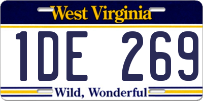 WV license plate 1DE269