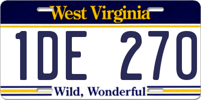 WV license plate 1DE270