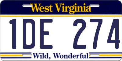 WV license plate 1DE274