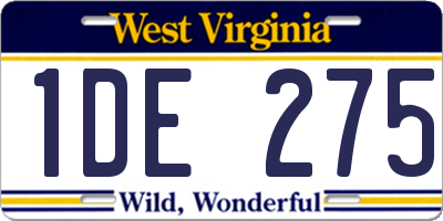 WV license plate 1DE275
