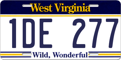 WV license plate 1DE277