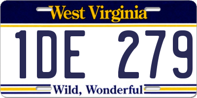 WV license plate 1DE279