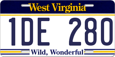 WV license plate 1DE280