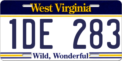 WV license plate 1DE283