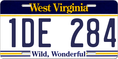 WV license plate 1DE284