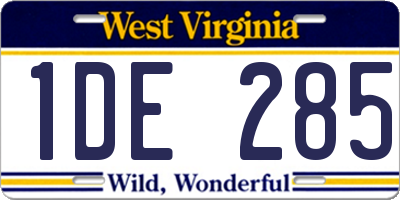 WV license plate 1DE285
