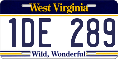 WV license plate 1DE289