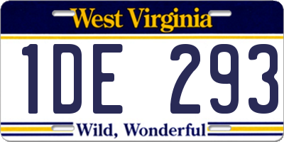 WV license plate 1DE293