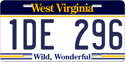 WV license plate 1DE296