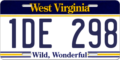 WV license plate 1DE298