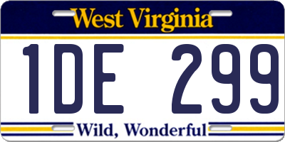 WV license plate 1DE299