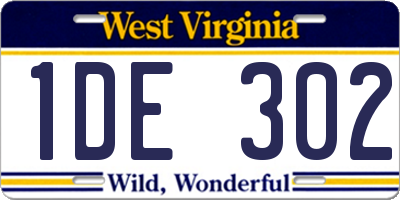 WV license plate 1DE302
