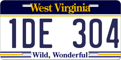 WV license plate 1DE304