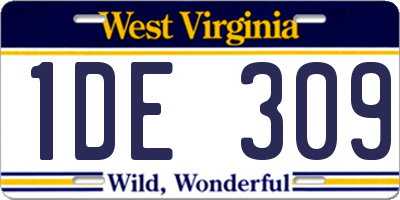 WV license plate 1DE309