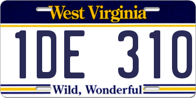 WV license plate 1DE310