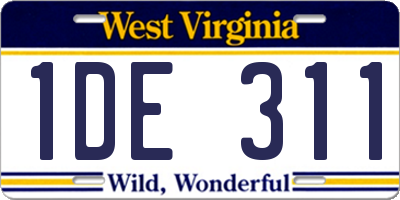 WV license plate 1DE311