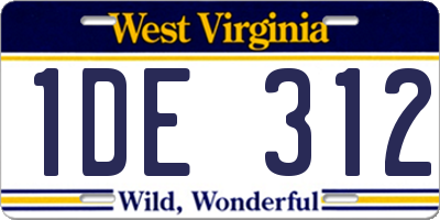 WV license plate 1DE312