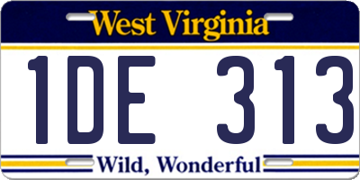 WV license plate 1DE313