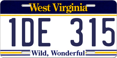 WV license plate 1DE315
