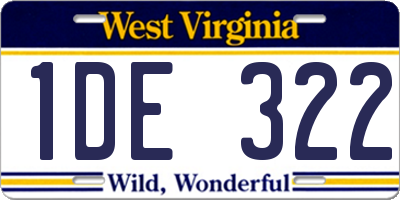 WV license plate 1DE322
