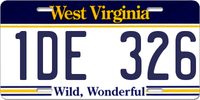 WV license plate 1DE326