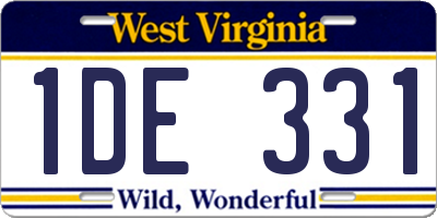 WV license plate 1DE331