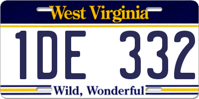 WV license plate 1DE332