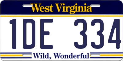 WV license plate 1DE334