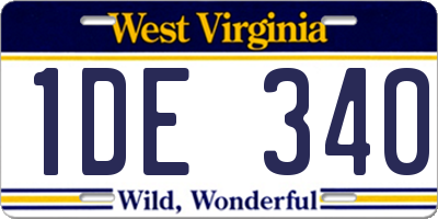 WV license plate 1DE340