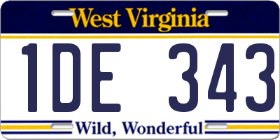 WV license plate 1DE343