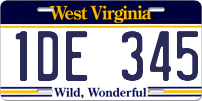 WV license plate 1DE345