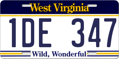 WV license plate 1DE347