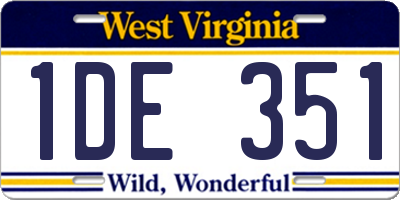 WV license plate 1DE351