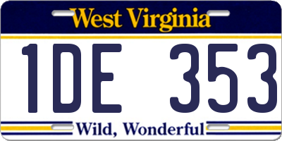 WV license plate 1DE353