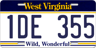WV license plate 1DE355