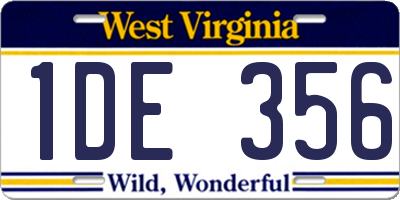 WV license plate 1DE356