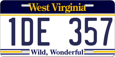 WV license plate 1DE357