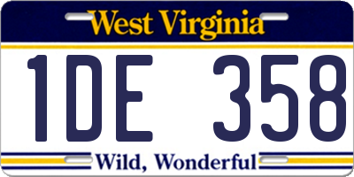 WV license plate 1DE358