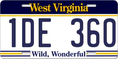 WV license plate 1DE360