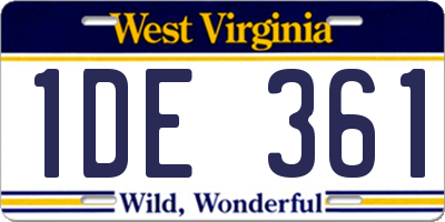 WV license plate 1DE361