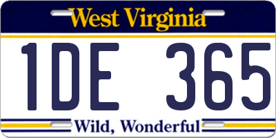 WV license plate 1DE365