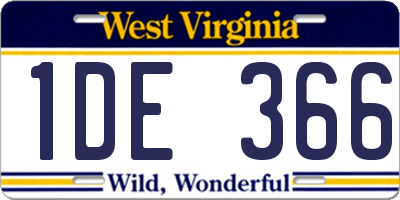 WV license plate 1DE366