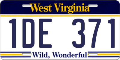 WV license plate 1DE371