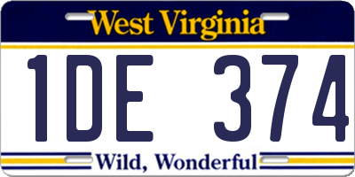 WV license plate 1DE374