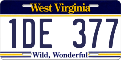 WV license plate 1DE377