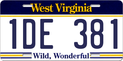 WV license plate 1DE381