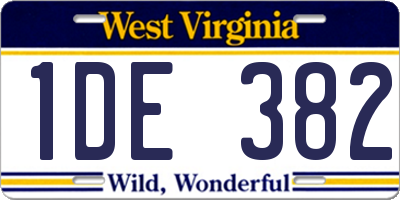 WV license plate 1DE382