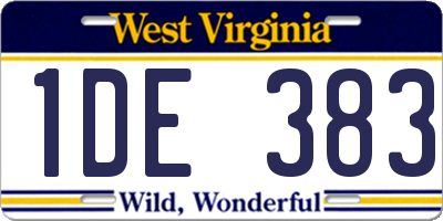 WV license plate 1DE383