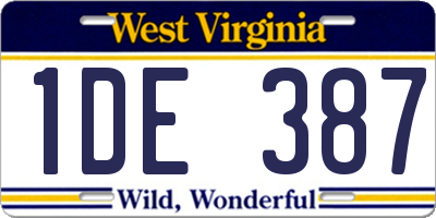 WV license plate 1DE387
